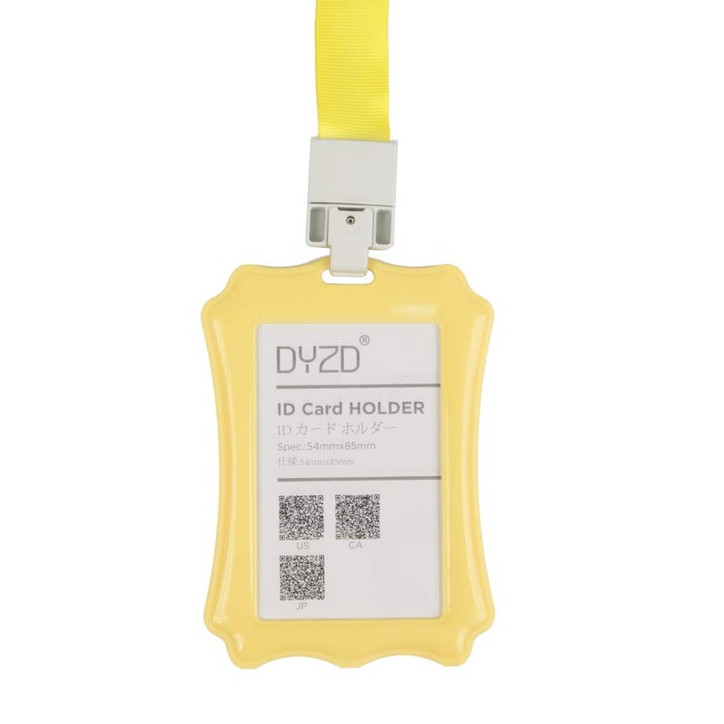 DYZD Hard Plastic Badge Holders ID Card Holders Waterproof ID Holders with Lanyards ID Badge Card Holders (Yellow,2 PCS) - Image 1